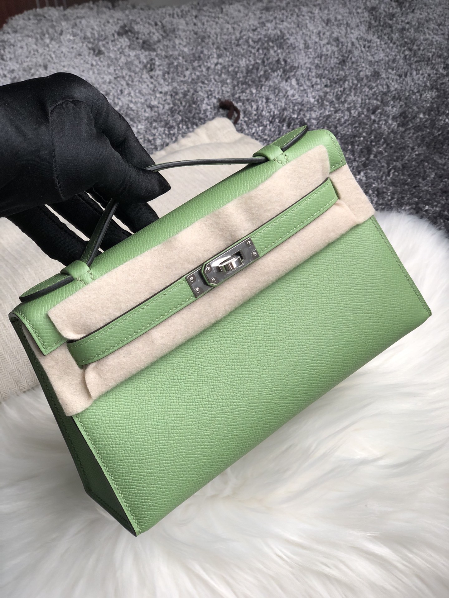 에르메스 미니 켈리백22 아보카도그린 은장